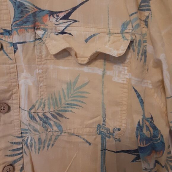 Reel Legends Adult Mens L Vented Floral Fish Print Short Sleeve Shirt Outdoor - Picture 2 of 9